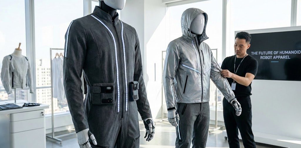 make me a photograph like image for my article 'The Future of Humanoid Robot Apparel Where Fashion Meets Function